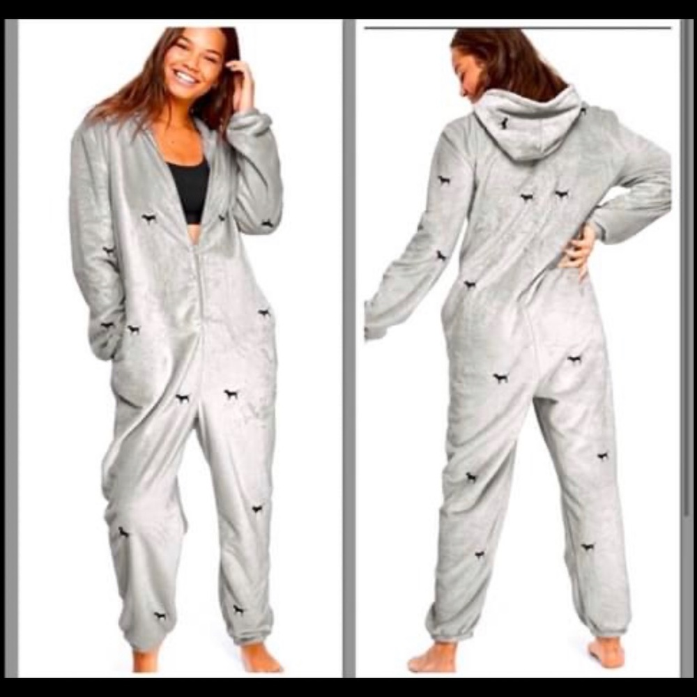 Victoria secret pink onesie - gray dog
